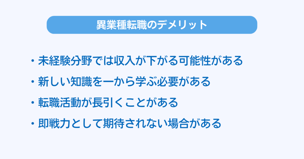 異業種転職のデメリット4つ